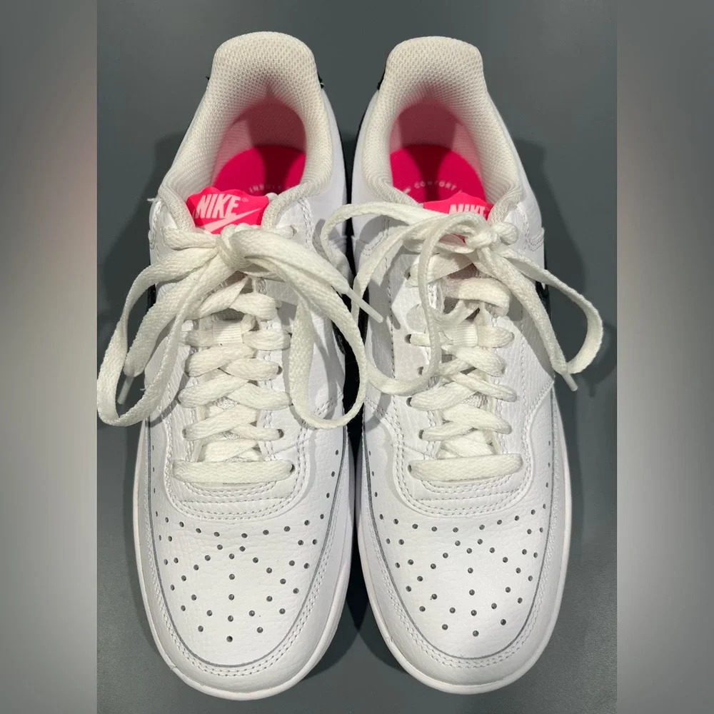 Nike Women’s Court Vision Low White with Hyperpink - Picture 3 of 6